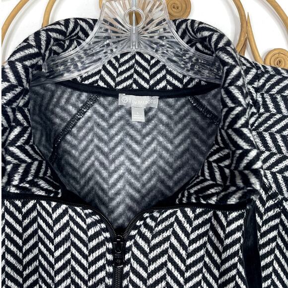 T by Talbots Herringbone full zip Jacket Black L - Picture 5 of 7